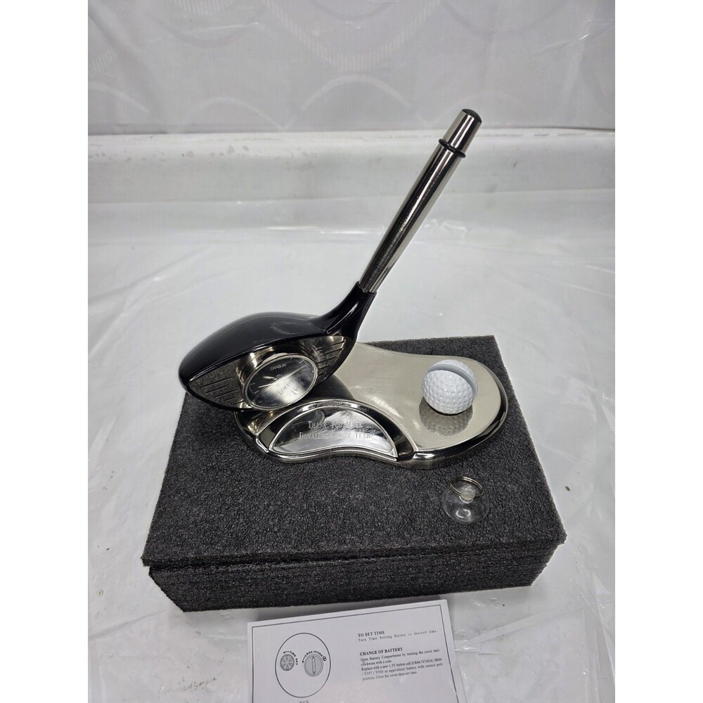 THINGS REMEMBERED FATHERS DAY GIFT  SET GOLF CLUB Clock Pen Business Card Rack